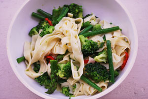 Home made tagliatelle with Summer vegetables